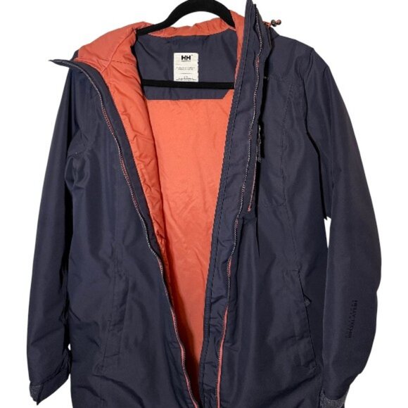 Helly Hansen long Belfast winter jacket navy blue and pink women's size M - Picture 5 of 8